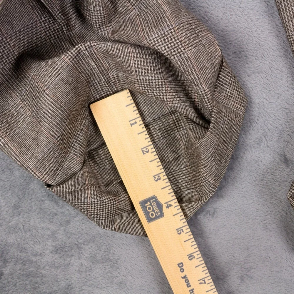 Brooks Brothers Mens 44x31 Wool Cashmere Glen Plaid Dress Pants Brown
